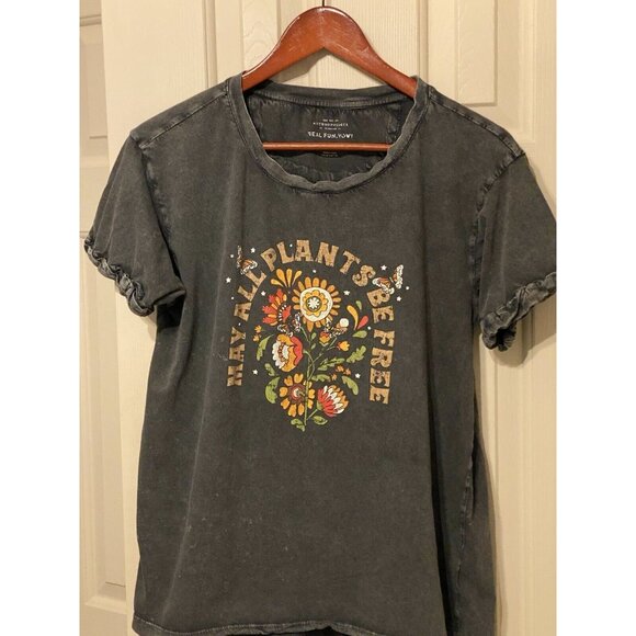 Anthropologie Women's S Black and Grey T-shirt Hippy Boho Carefree - Picture 3 of 9
